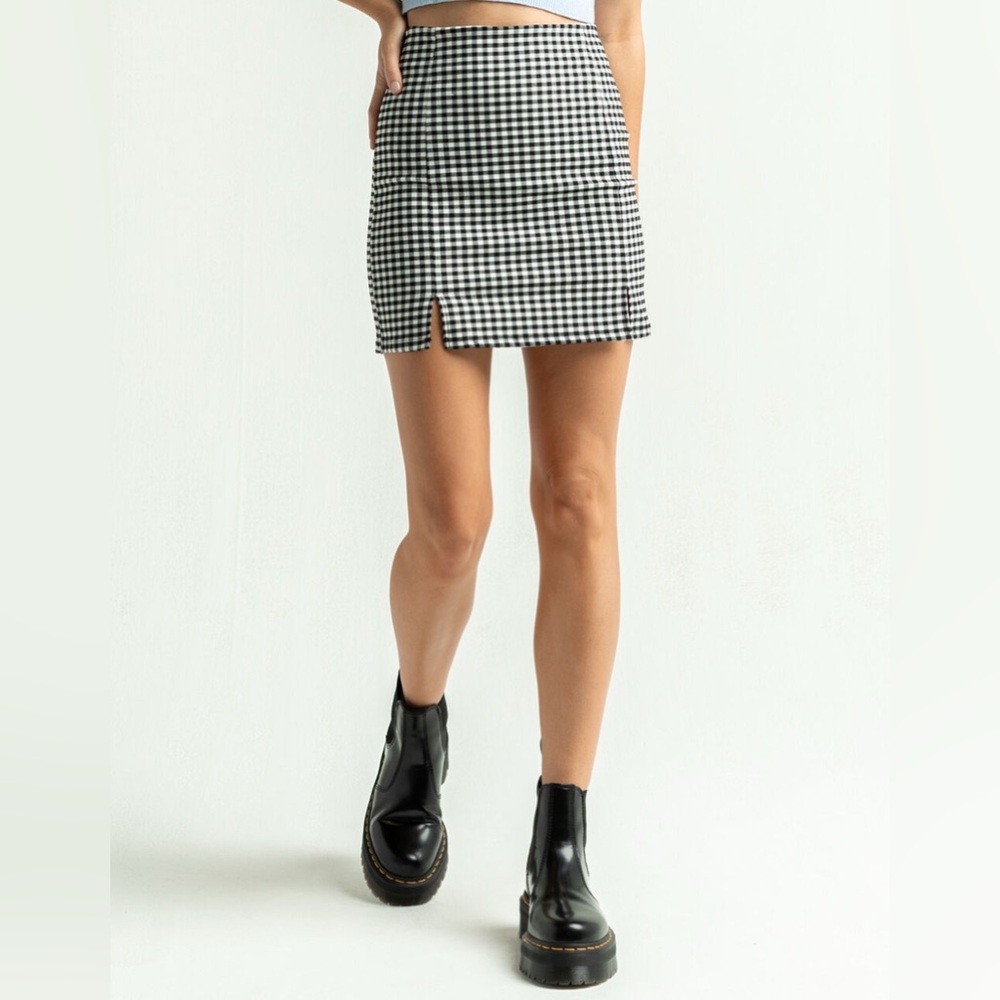 Sky and Sparrow Black and White Gingham Mini Skirt